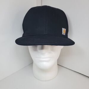 Carhartt Firm Duck Hat Cap Snapback Black Canvas Flat Brim Logo Workwear Outdoor